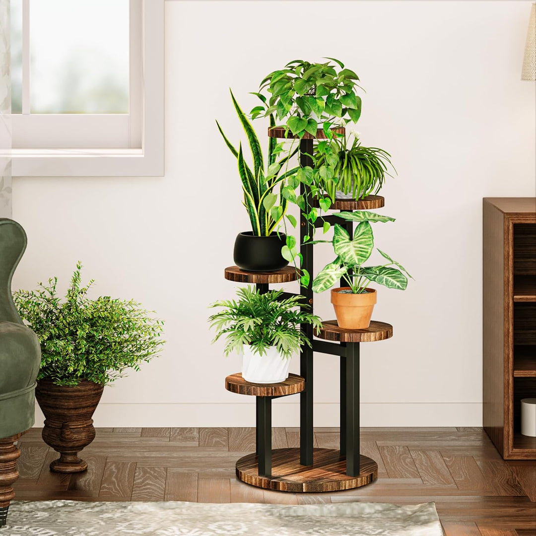 Bamworld Blumenständer Holz Pflanzenständer Pflanzentreppe Pflanzenregal Blumentreppe Outdoor Wetter