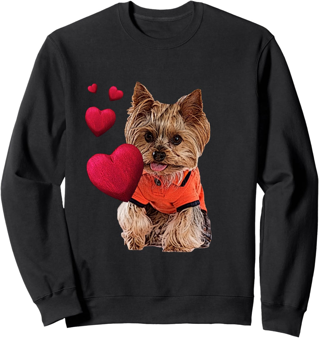 Shirt mit Yorkshire Terrier Hund und Herz Yorkie Hundemotiv Sweatshirt