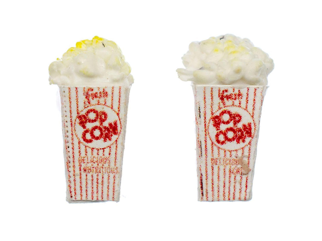 Miniblings Popcorn Ohrstecker Rund Stecker Mais Kino Polymer Clay Rot Weiss 15mm - Handmade Modeschm