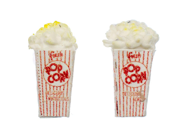 Miniblings Popcorn Ohrstecker Rund Stecker Mais Kino Polymer Clay Rot Weiss 15mm - Handmade Modeschm