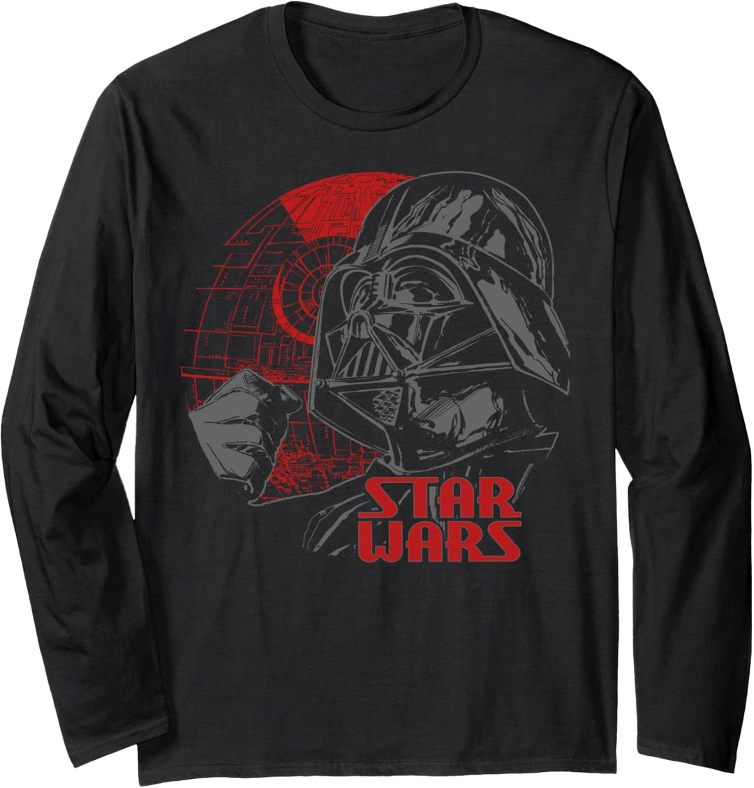 Star Wars Darth Vader & Death Star Ready To Battle Poster Langarmshirt