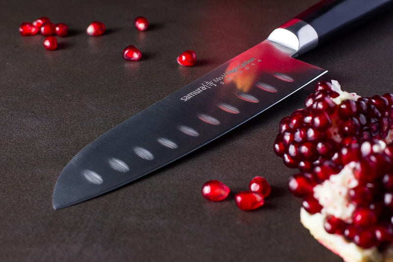 SAMURA MO-V Profi Santokumesser Ultra-scharf, gross, aus japanisch AUS 8 Edelstahl, 18 cm Klinge, mi