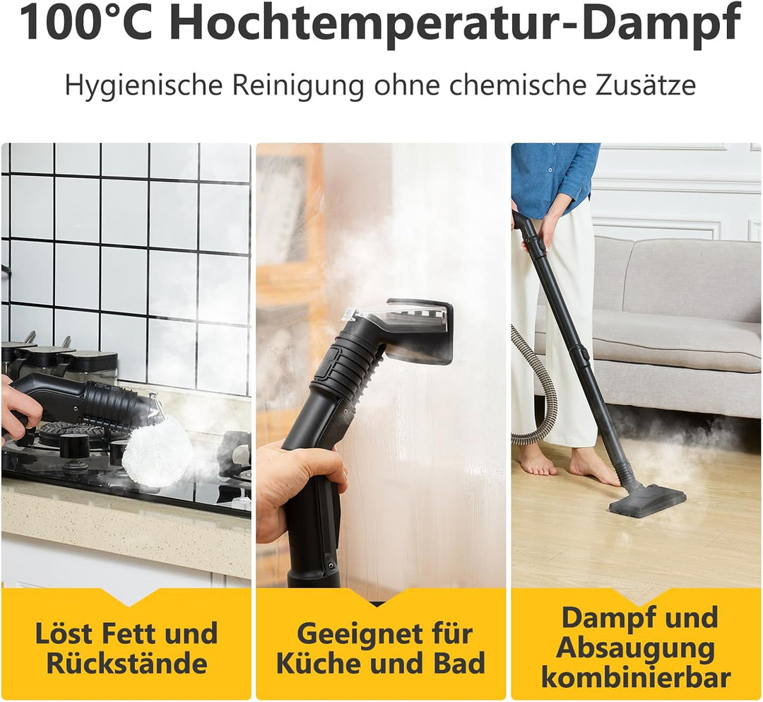 DY-510AC Waschsauger mit Dampffunktion, 20.000 Pa Saugkraft, 100 °C Dampf, 1,5 L/3 L Wassertanks, Se