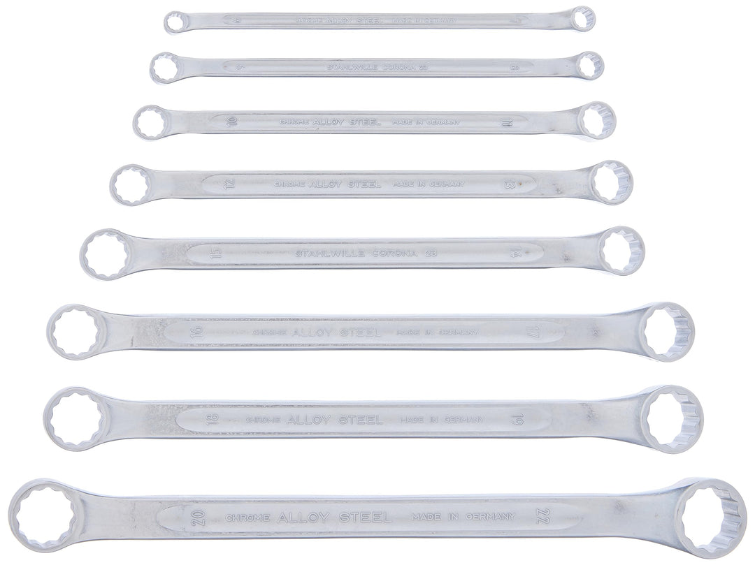 STAHLWILLE CORONA Nr. 23/8 l Doppelringschlüssel Set 8-tlg. (6-22 mm)l flachgekröpft l extrem belast