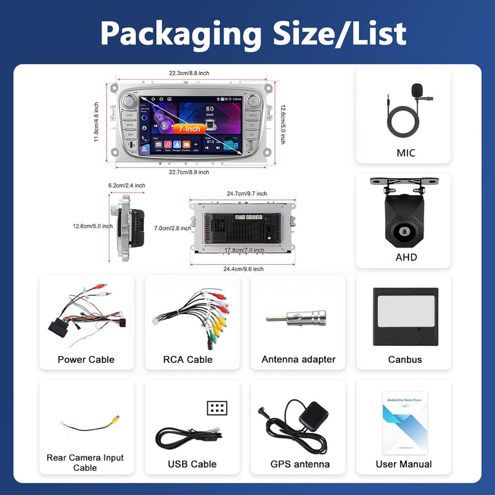 Qualcomm 8 Core 4GB+64GB Carplay Autoradio für Ford Focus II MK2/S-Max/Mondeo MK4/Galaxy II C-Max 06