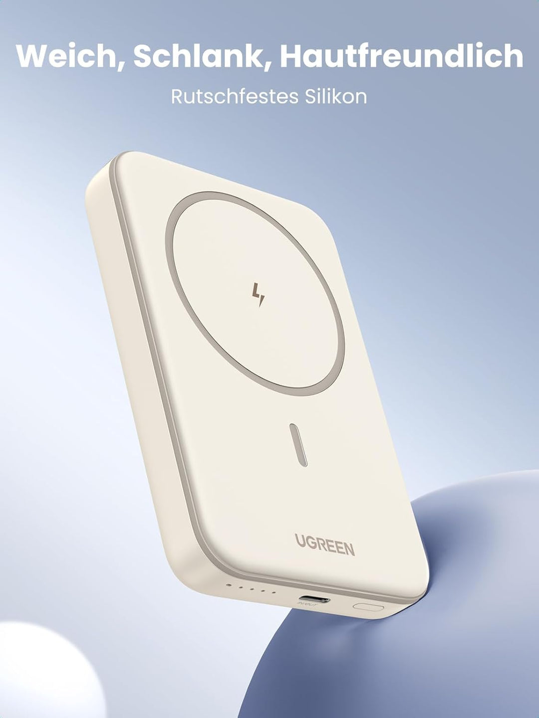UGREEN Nexode Wireless Powerbank 10000mAh Magnetische Power Bank mit USB-C Schnellladefunktion, Kabe