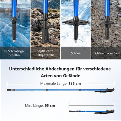 GYMAX 53/63/76 cm Schneeschuhe, leichte Geländeschneeschuhe-Set, 3 in 1 Schneeschuhset mit Trekkings