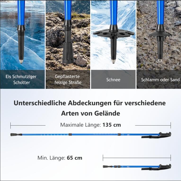 GYMAX 53/63/76 cm Schneeschuhe, leichte Geländeschneeschuhe-Set, 3 in 1 Schneeschuhset mit Trekkings