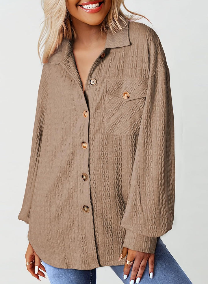 Dokotoo Bluse Damen Musselin Langarmshirt Baumwolle Lässig Oberteile Hemd Langarm Einfarbig Tops Far