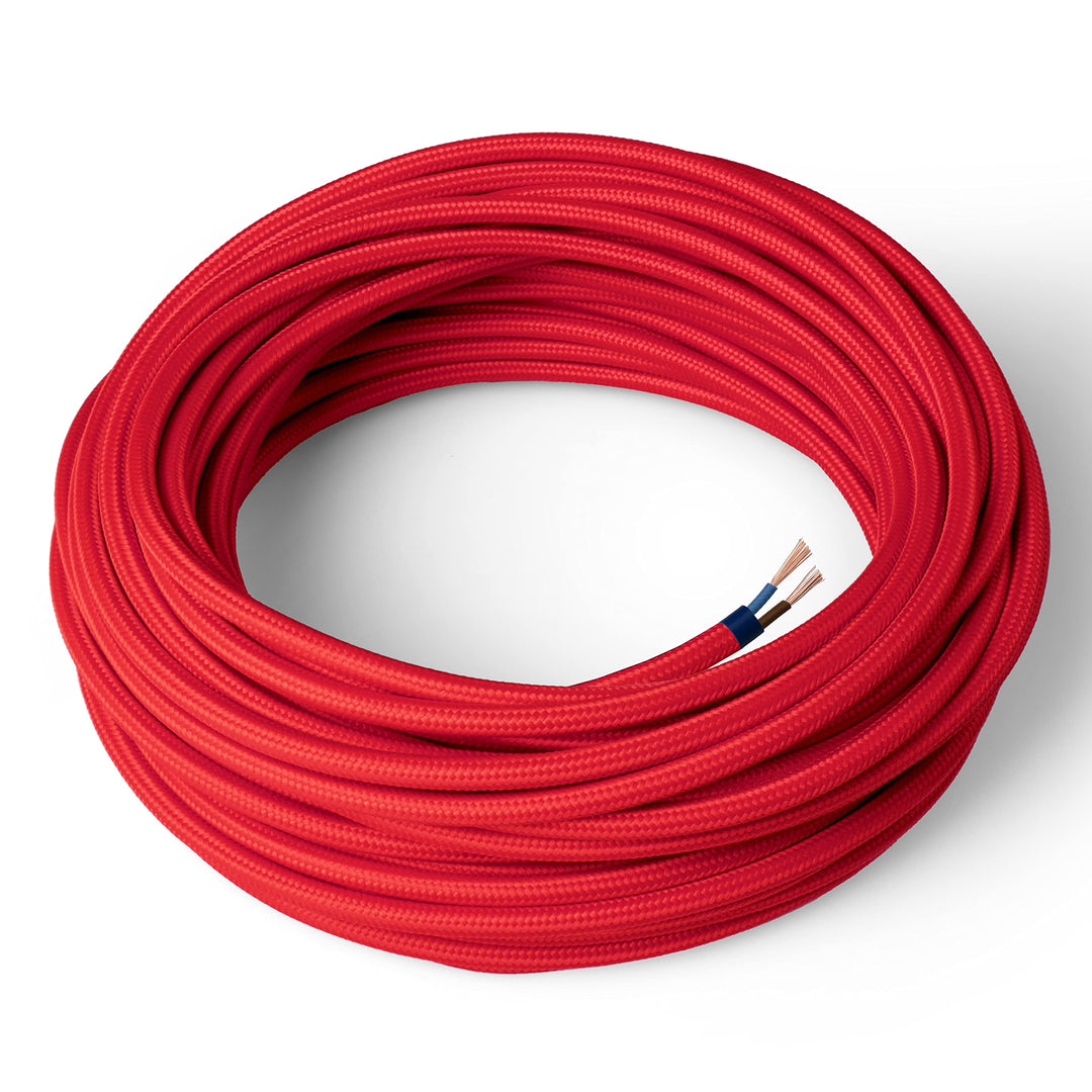 Amarcords - Textilkabel für Lampen ROT, rund, Seide, 3 Meter, mit 2 Leiter 2x0,75 - Stoffkabel mit f