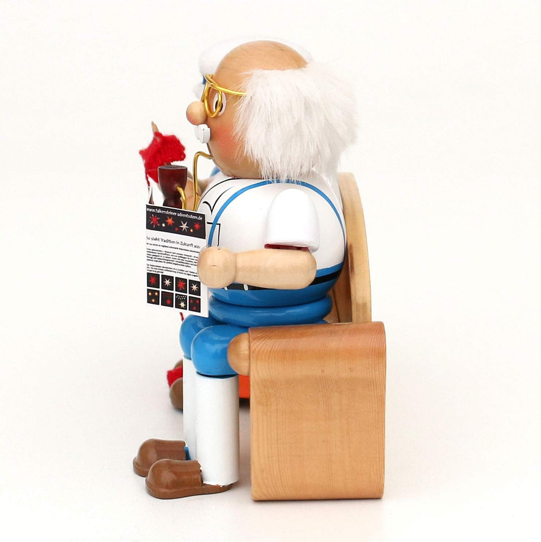 Dekohelden24 Holz Räucherfigur Oma und Opa auf Sofa, Masse ca. 17,5 x 7,5 x 15 cm, 15 cm, Sofa