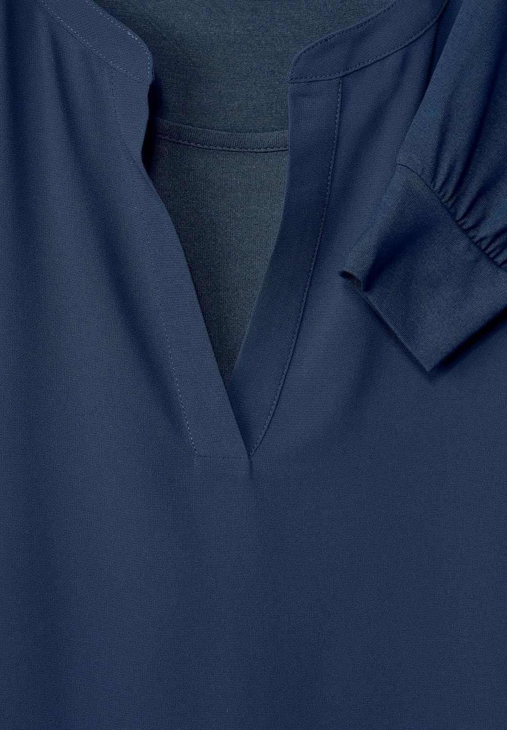 Street One Damen Chiffon Langarmshirt 34 Atlantic Blue, 34 Atlantic Blue