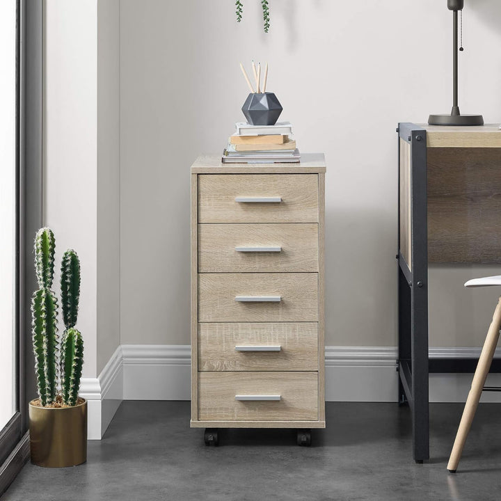[en.casa] Rollcontainer mit 5 Schubladen Rollschrank Rollwagen 63x33x38cm Schubladencontainer Büroco