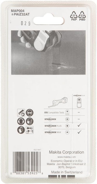 Makita B-66357 Starlock Plus HM/TC Tauchsägeblatt 32 mm MAP004 metal, für Metall, Edelstahl, Fibergl