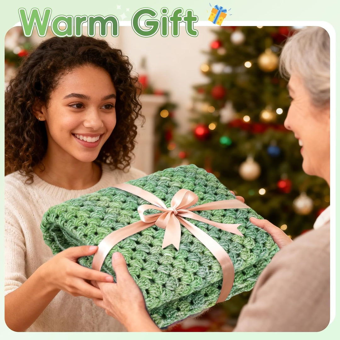 Aeelike Häkelset für Anfänger, Crochet Set Decke Erwachsene, Beginner Häkelsets mit 5 Knäuel Weich G