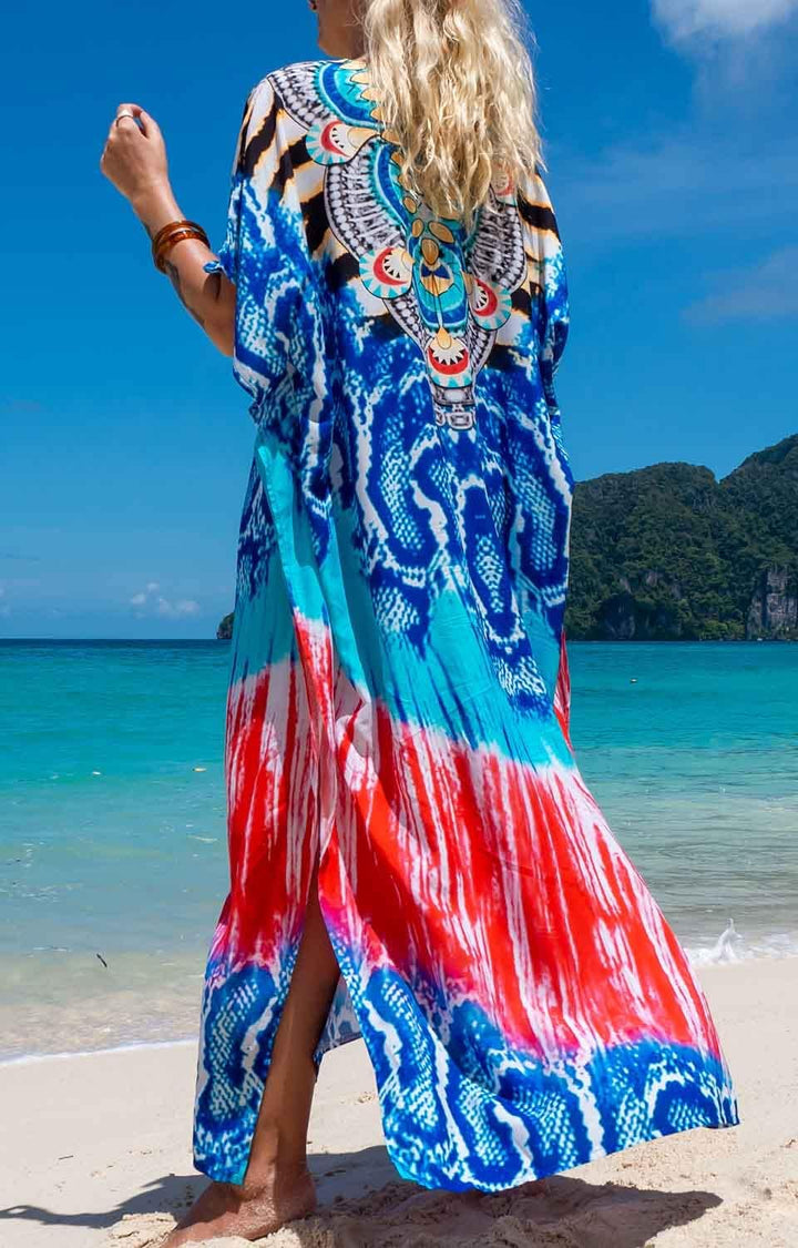 Orshoy Damen Strandkleid Bikini Cover Up V Ausschnitt Kleid Freizeitkleid Sommerkleid Sommer Lang Ma