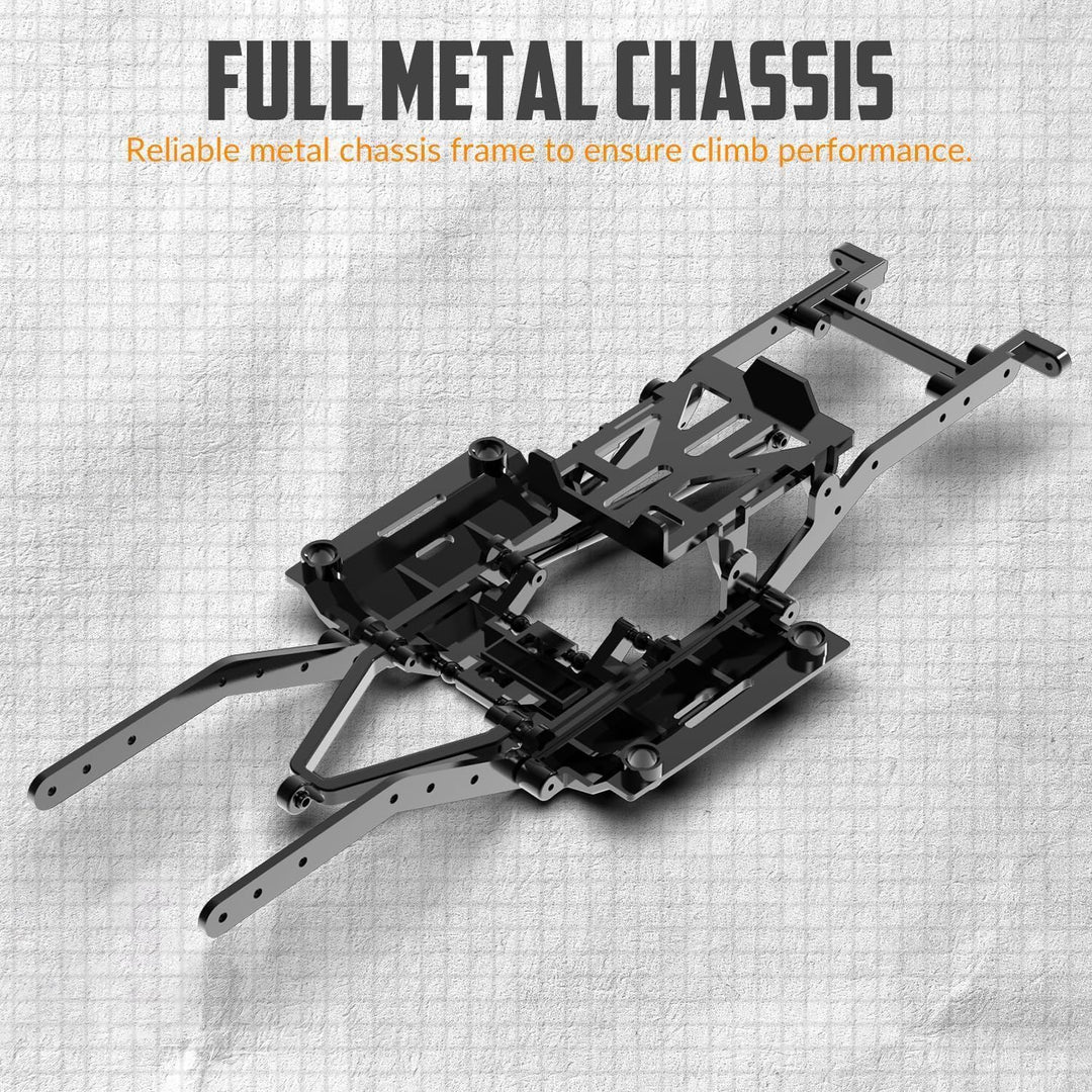 RACENT 1:24 4WD Off-Road RC Auto mit Metallkarosserie und hochwertigem Motor (Weiss), Weiss