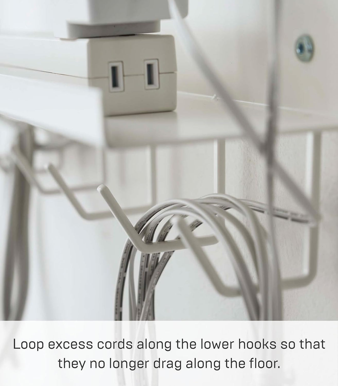 Yamazaki 5461 SMART Unter-Tisch Kabel- & Router-Organizer, weiss, Stahl, Minimalistisches Design Wei