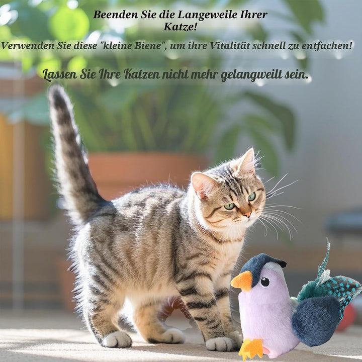 Suhaco Interaktive Katzenspielzeug Chirpy Vogelmelodie Feder Spielzeug Plüsch Spielzeug Set für Katz