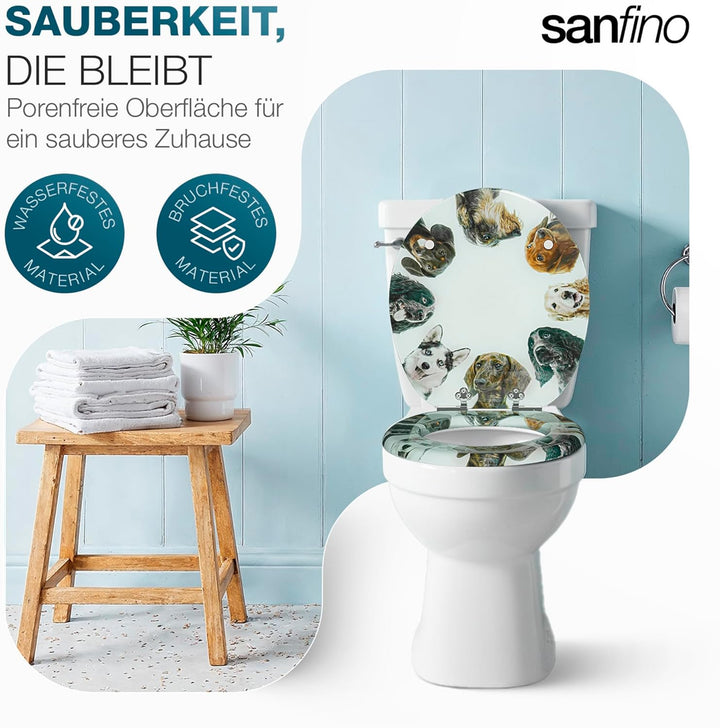 Premium WC Sitz mit Absenkautomatik – hochwertige Toilettendeckel aus Holz, viele bunte Motive, hohe