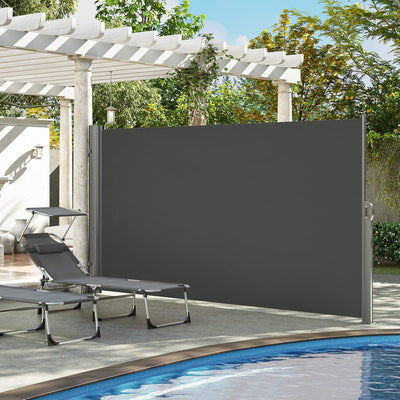 LARMNEE Alu-Seitenmarkise, ausziehbar, 160 x 350 cm, Sichtschutz, Sonnenschutz, Blickdicht, Seitenro