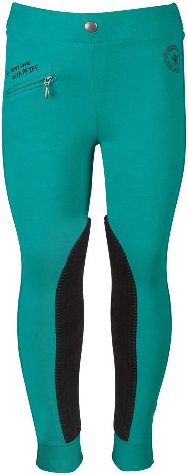 PFIFF Kinder Reitleggings „Ella“,Türkis/Schwarz,110