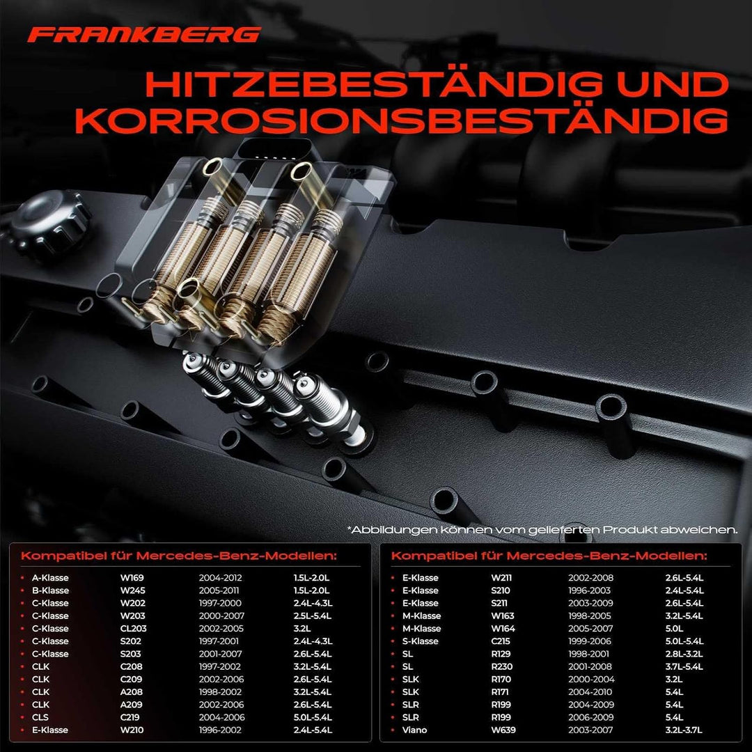 Frankberg 6x Zündspule Zündkerzen Satz Benzin Kompatibel mit W169 2004-2012 W245 2005-2011 W202 W203