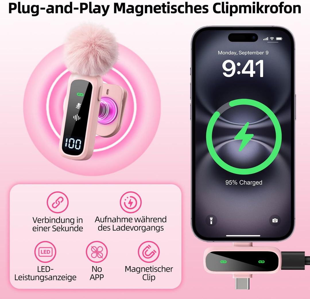 yAyusi Rosa Vlogging-Kit für iPhone/Android, 180cm Magnetisch Auto Face Tracking Handy Stativ für iP