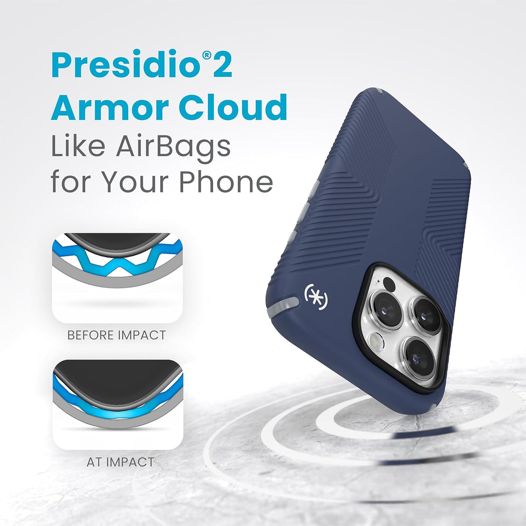 Speck Presidio2 Grip für iPhone 15 Pro Hülle MagSafe Back Cover Blau blu, Küste Blau