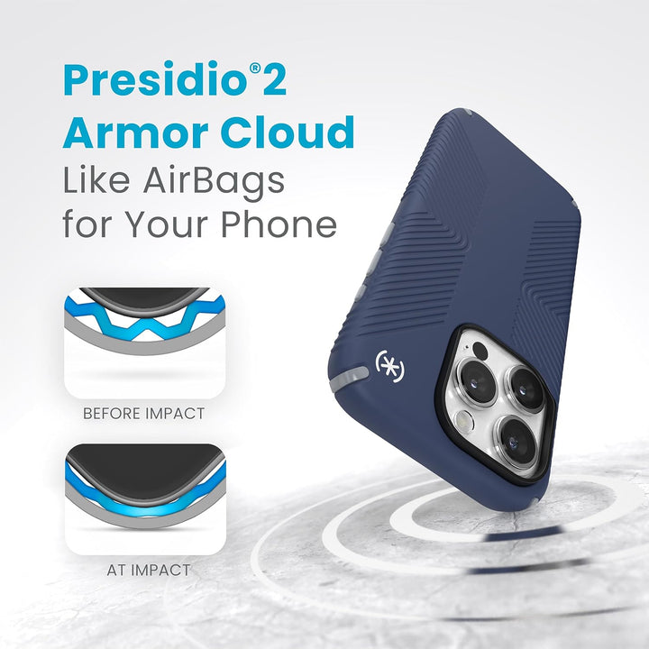 Speck Presidio2 Grip für iPhone 15 Pro Hülle MagSafe Back Cover Blau blu, Küste Blau