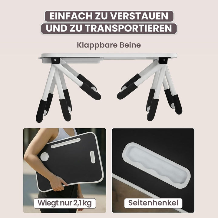 unycos - Klappbarer Laptoptisch, Betttablett, Leseständer, Computertisch, Frühstückstablett, Beistel