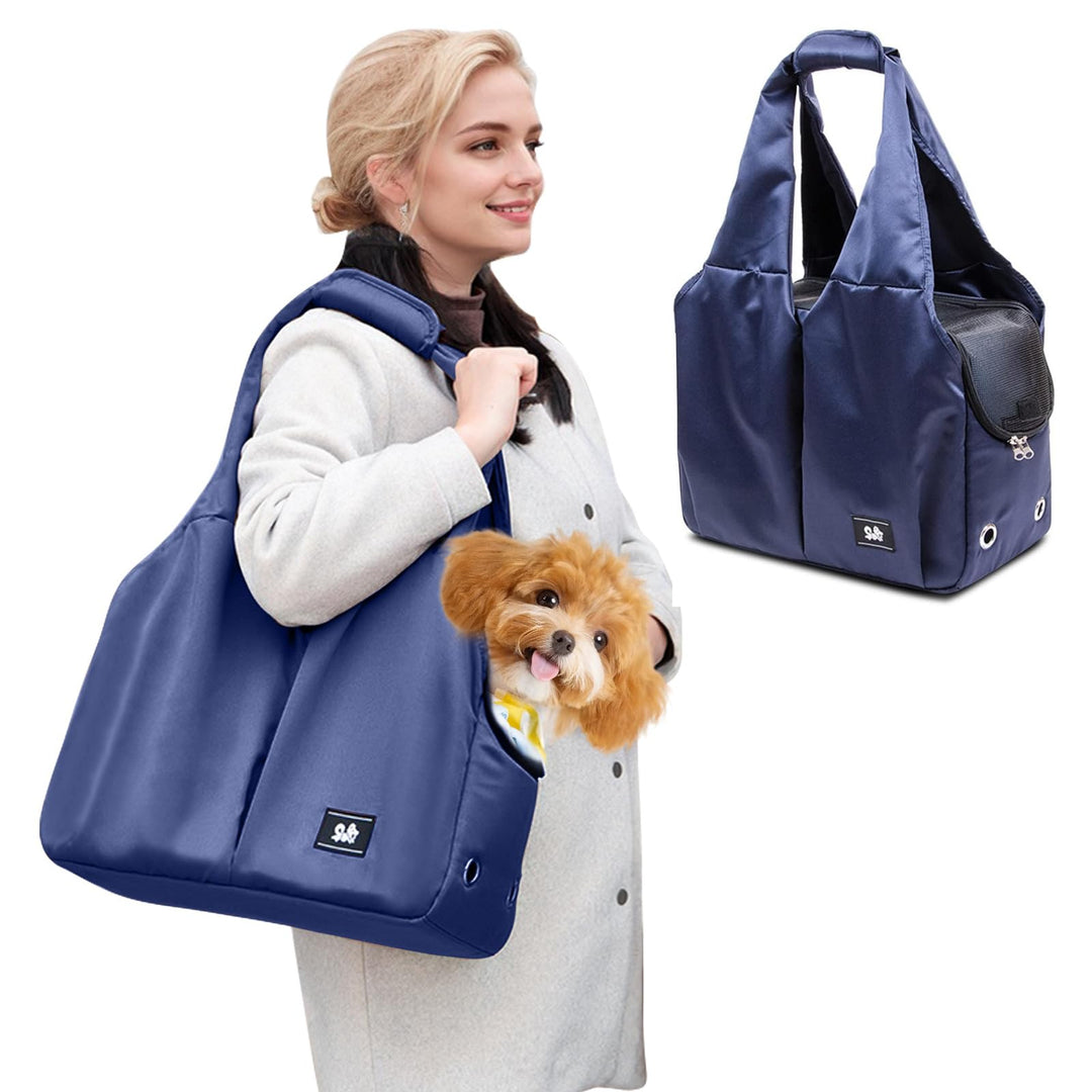 PETCUTE Hundetasche,Atmungsaktiv Katzentasche mit Stabile Matte,Haustiertragetasche Schultertasche m