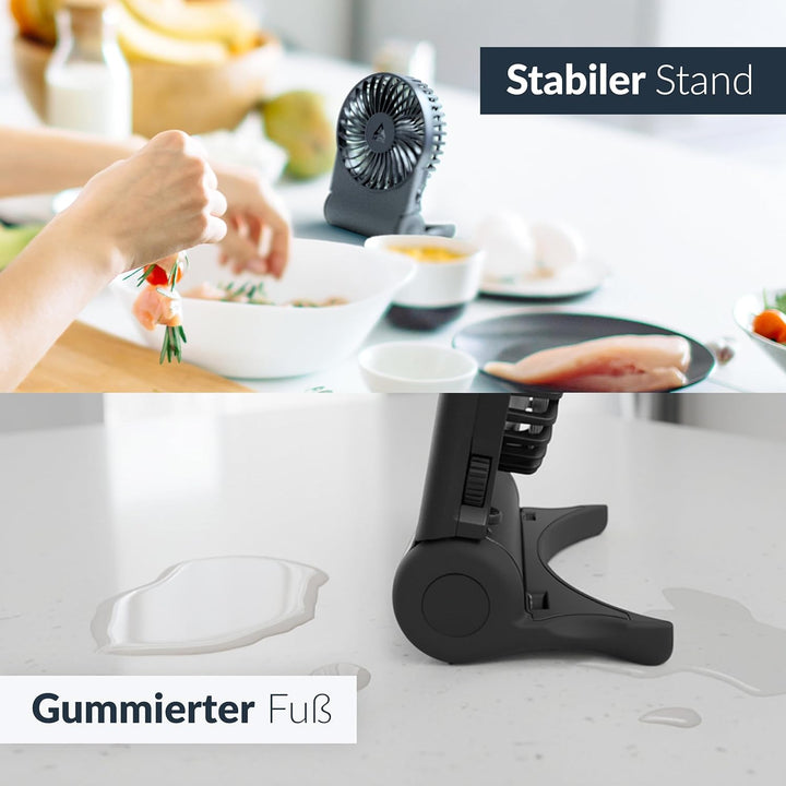 ARCTIC Summair 2Go - Wiederaufladbarer Handventilator mit Standfuss, stufenlos regelbar, 4-77h Laufz