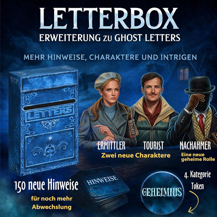 BORGOS Ghost Letters – Murder Mystery Detektivspiel mit geheimen Rollen | Gesellschaftsspiel | Krimi