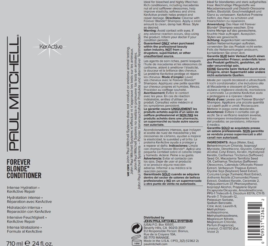 Paul Mitchell Forever Blonde Conditioner - Pflegespülung für blondes, aufgehelltes Haar und Highligh