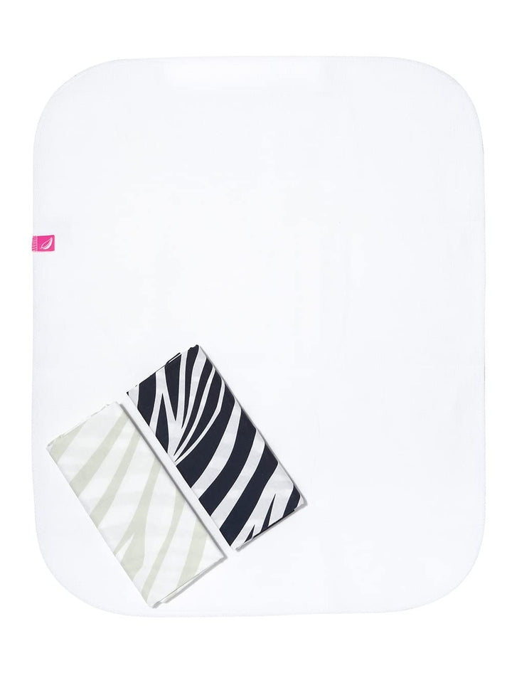 3in1 Baby Wickelunterlage + 2 Moltonunterlagen - 100% Baumwolle, wasserdicht, luftdurchlässig (Zebra