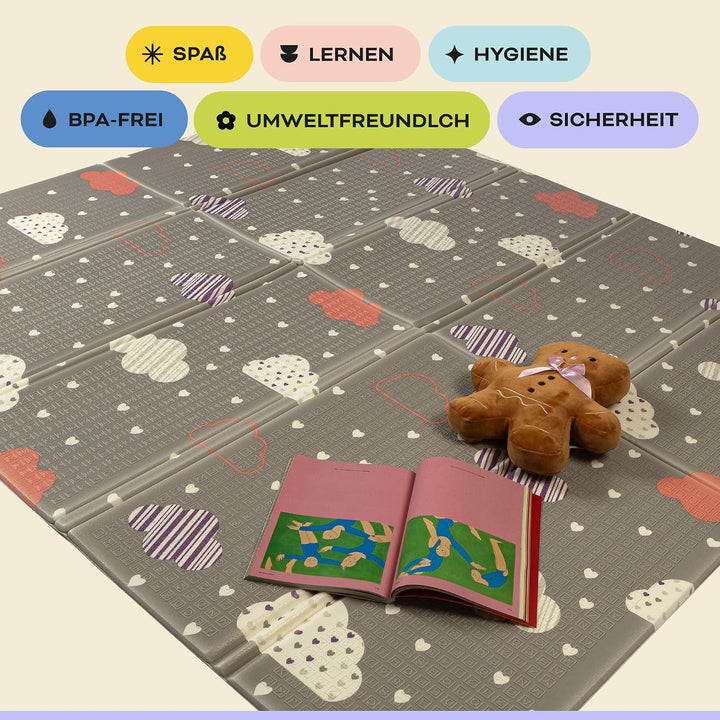 Baby-Spielmatte, faltbar, sensorisch, wasserdicht, ungiftig, wendbar. Vielseitige Matte, perfekt zum