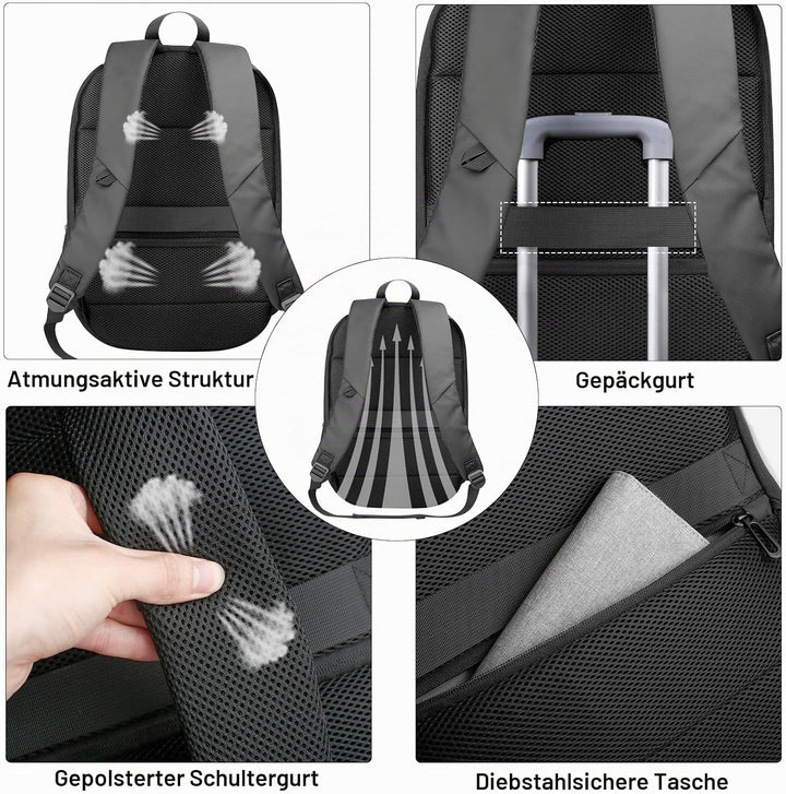 Rucksack Herren Wasserdicht Laptop Rucksack 17 zoll Business Rucksack Gross mit USB-Anschluss Backpa
