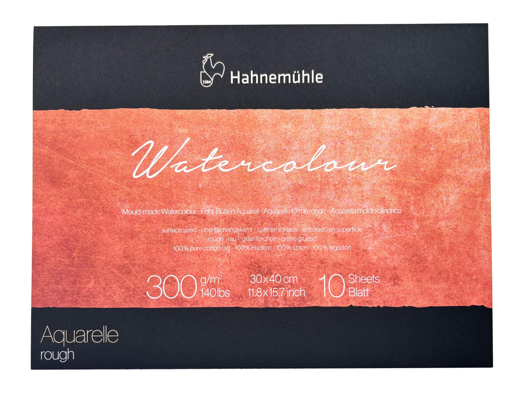 Watercolour Block rau 300g/m² 30 x 40 cm - 10 Blatt …Echt Bütten