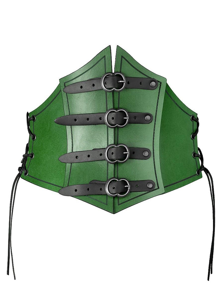 Andracor – Steampunk Corsage Renaissance – Unterbrust Ledermieder mit Zierschnallen und Korsett Opti