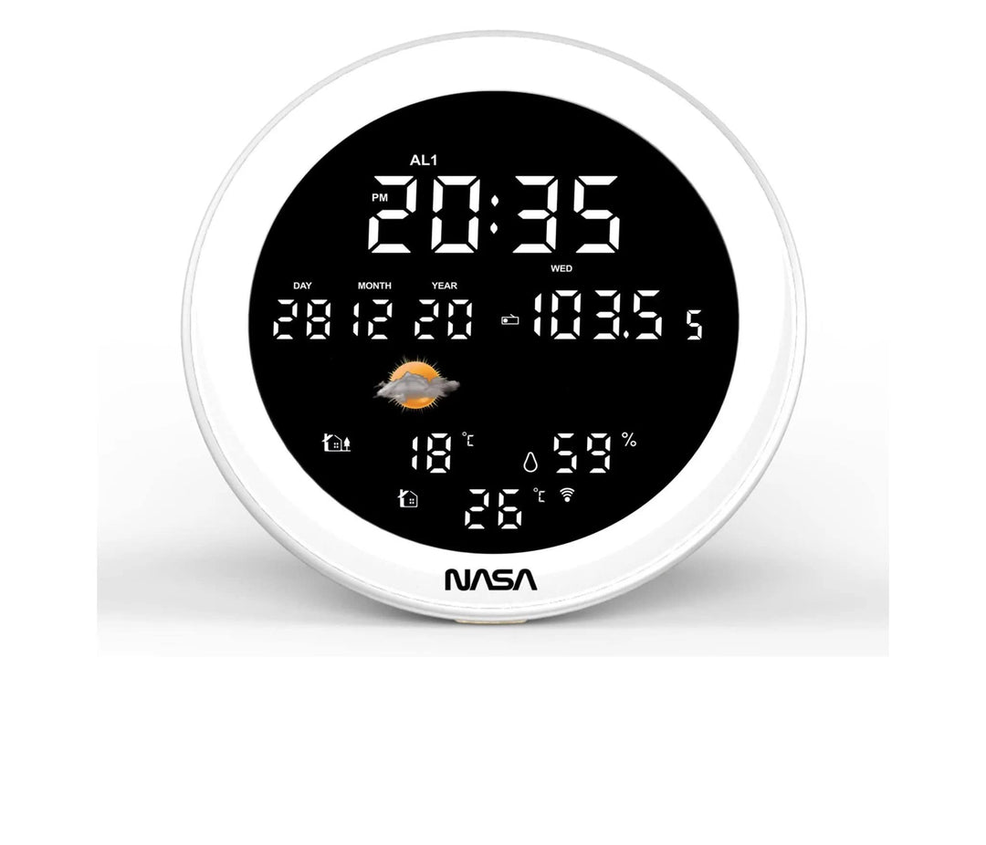 NASA - Wetterstation und Bluetooth-Lautsprecher WSP1700 Wood - 3 Aussensensoren - Lieferung mit Netz