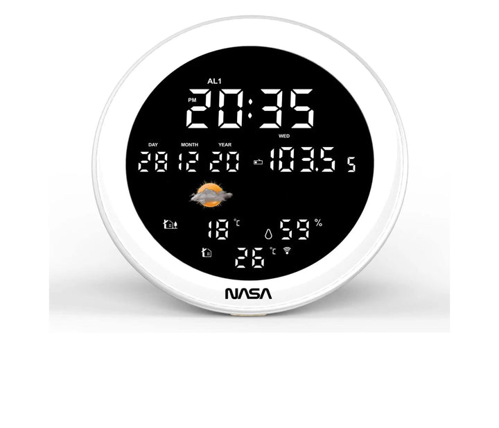 NASA - Wetterstation und Bluetooth-Lautsprecher WSP1700 Wood - 3 Aussensensoren - Lieferung mit Netz