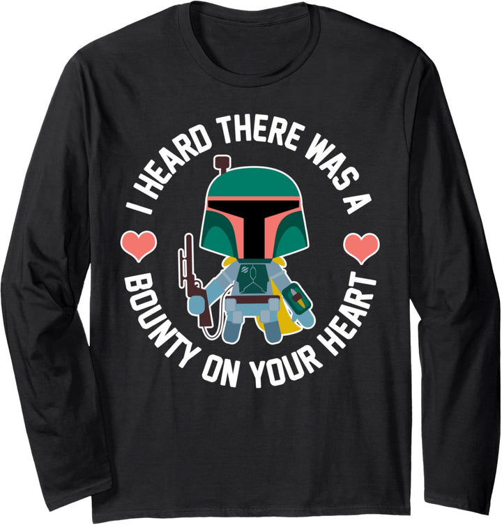 Star Wars Boba Fett Bounty For Your Heart Circle Text Langarmshirt