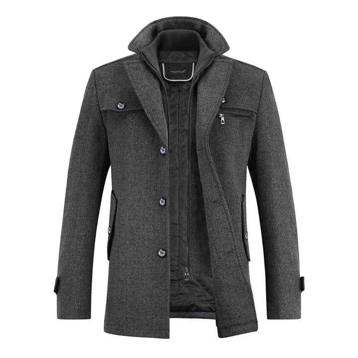 YOUTHUP Herren Wollmantel Dick Winter Kurzmantel Regular Fit Wintermantel Freizeit Herrenmantel Über