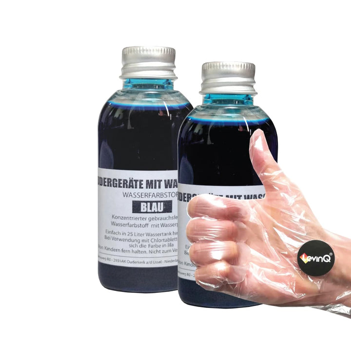Rudergerät Tankwasserfarbe Jahrespackung Blau 2 x 55ml mit Handschuhe um Flecken ihre Haut zu verhin