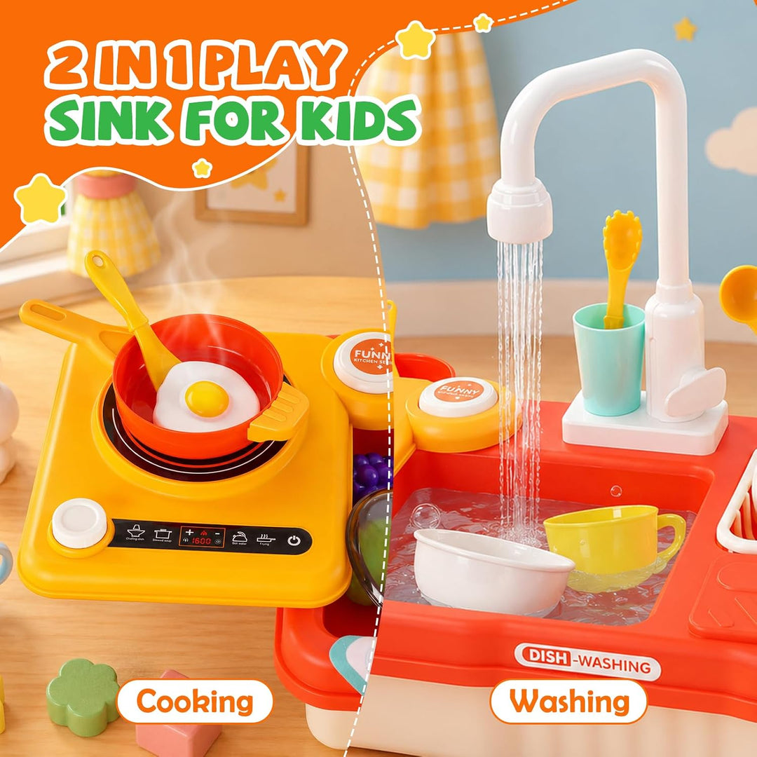 Ark miido Kinderwaschbecken Und Spielküche Mit Automatischem Wasserkreislaufsystem, Drehbarer Wasser