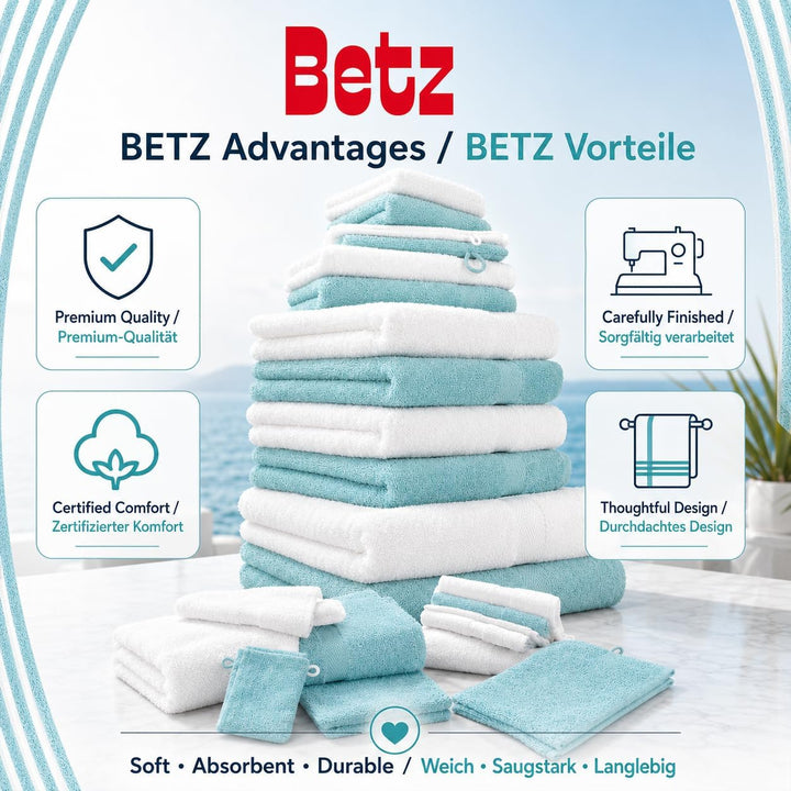 Betz 12-TLG. Handtuch Set Premium 100% Baumwolle 2 Duschtücher 4 Handtücher 2 Gästetücher 2 Seiftüch