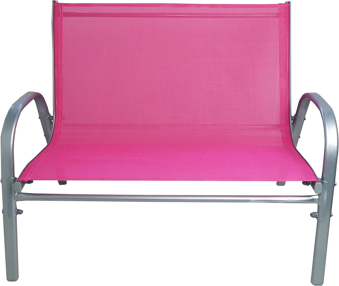 Hline Kinderbank Gartenbank für 2 Kinder 2-Sitzer Bank (Rosa/Pink) Rosa / Pink, Rosa / Pink