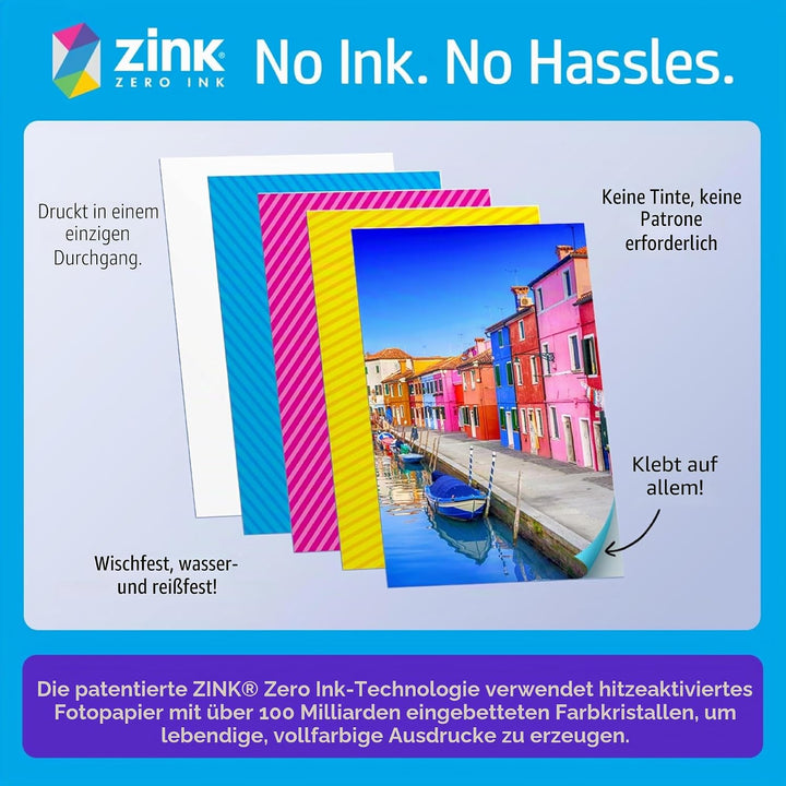 HP Sprocket Portable 2x3 Zoll Sofortbilddrucker (Lila) Zink-Papierbündel, Lila