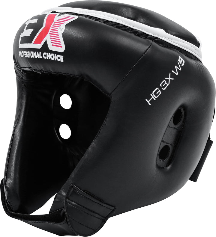 3X Sports Boxing Headguard Open Face Liani Leather Headgear MMA Sparring Helmet Fighting Protector H